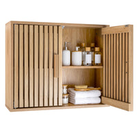 Bathroom Wall Cabinet with 2 Slatted Doors and 3 Adjustable Shelves