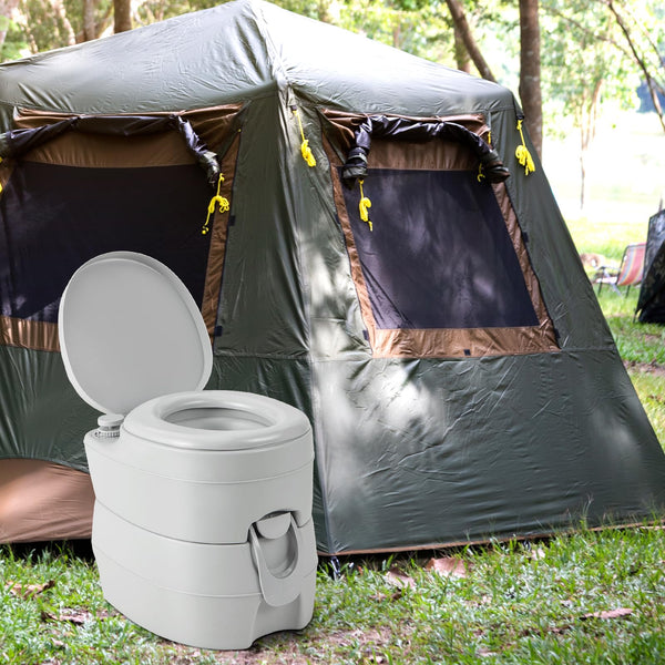 Portable Toilet, Outdoor Camping Toilet with 20L Detachable Waste Tank & Flush Pump