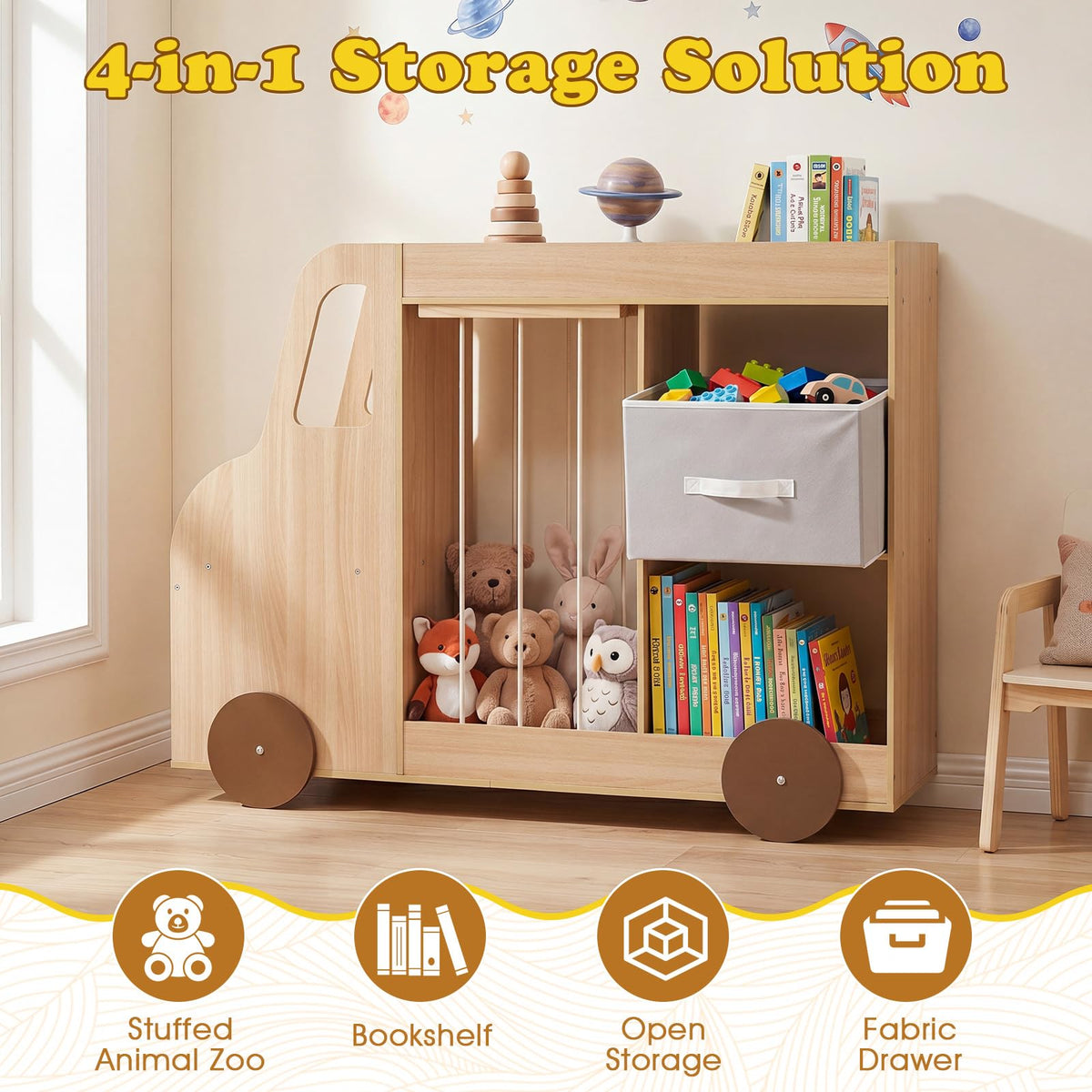 Toy Storage Organizer Kids Bookshelf with Open Shelves