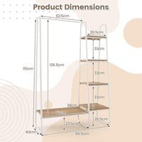 Giantex Clothes Rack, Free-Standing Garment Clothing Rack with 5-Tier Wood Shelves