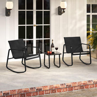 3 Piece Rocking Bistro Set Patio Furniture Set with 2 Rocking Chairs and Coffee Table
