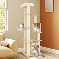 180cm Tall Wooden Cat Tree w/Cozy Perch, Condo, Space Capsule