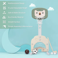 3-In-1 Children's Playground with Height-Adjustable Basketball Stand