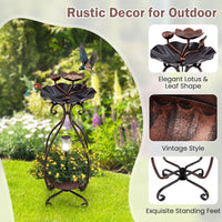 Solar Outdoor Bird Bath, Vintage Bird Bath & Feeder Combo