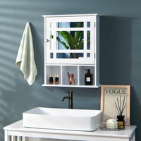 Wall-mounted Bathroom Cabinet with Adjustable Shelf and Open Compartments