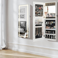 Giantex 108 cm Jewelry Mirror Cabinet, Lockable Jewelry Door & Wall Cabinet