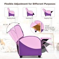 Kids Recliner Chair, Ergonomic Toddler Sofa Lounge Recliner w/ Adjustable Backrest & Storage Pocket, Pink & Purple