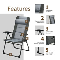 4PCS Patio Dining Chairs & Ottoman, Folding Recliner Chair W/ 7-Position Adjustable Backrest