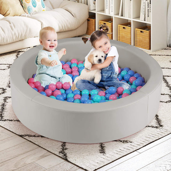 Round Foam Ball Pits with 200 Ocean Balls and Washable PU Cover