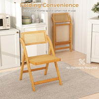 Rattan Cane Folding Chairs Set of 2