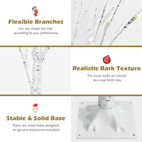 1.2/1.5/1.8 M Artificial Twig Birch Tree with 48/72/96 Warm White LED Lights for Christmas