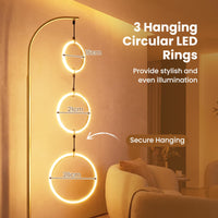 3-Circle Dimmable LED Floor Lamp with Foot Switch & 3 Color Temperatures for Room