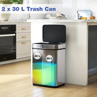60L Automatic Touchless Waste Bin with Dual Compartments