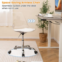 Armless Rolling Office Chair with Swivel Seat and PU Leather Cushion