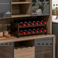 12 Bottle 2-Tier Wine Storage Organizer with Bamboo Holder for Countertop Wine Cellar