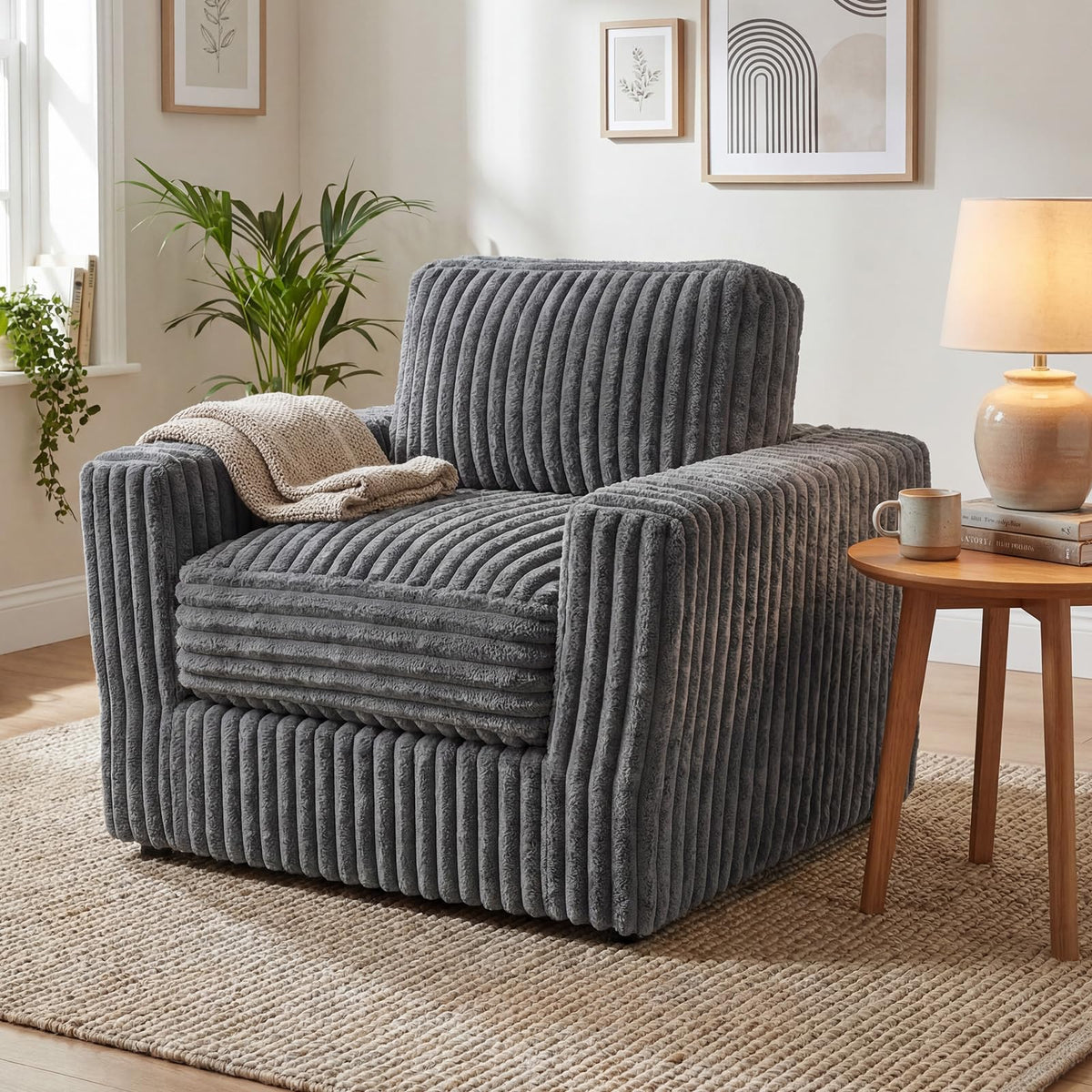 Furry Boneless Couch with Removable Cover and Pillow