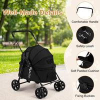 Pet Stroller for Dogs with 360 Swivel Wheels and One Step Brake