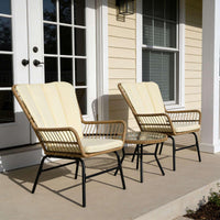 3 Pieces Patio Bistro Set, Outdoor PE Wicker Conversation Set