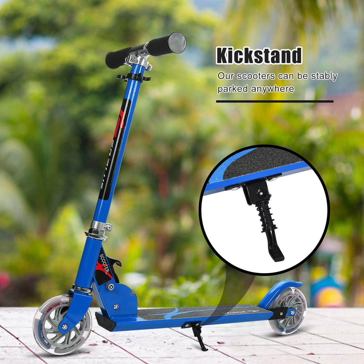 Folding Kick Scooter for Kids, 2 Flash Wheels Deluxe Aluminum