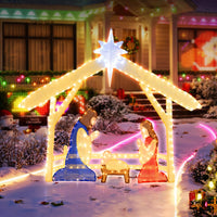 121cm Pre-lit Christmas Holy Family Set with 272 Warm Cold White LED Lights