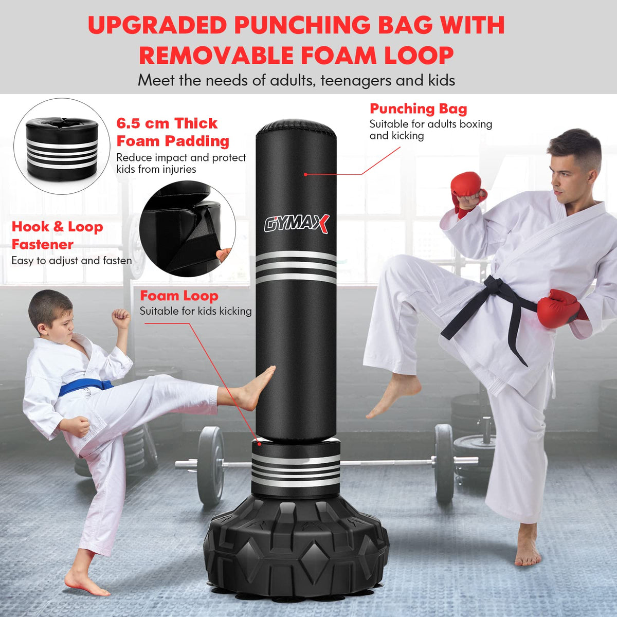 170 Freestanding Punching Bag Heavy Boxing Bag with Stand for Adults Youth Kids