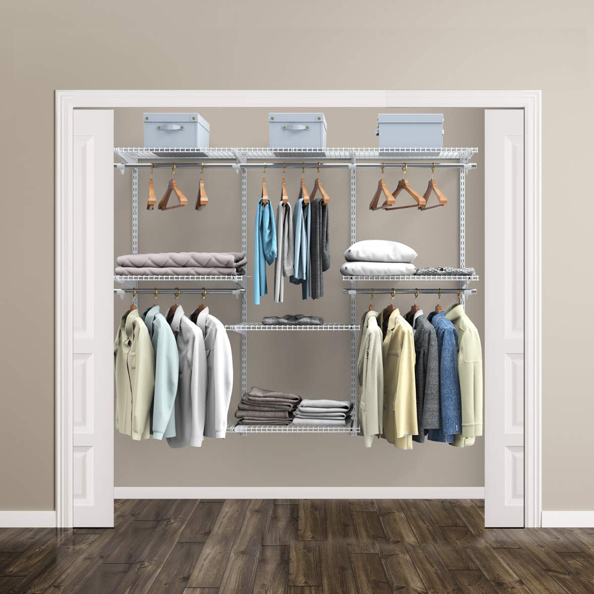 Giantex Custom Closet Organizer, Smart Closet Organizer System, Metal Hanging Storage Organizer Rack