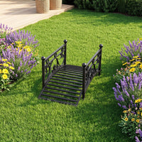 Garden Metal Bridge with Handrails, Outdoor Arched Bridge w/Dual Patterned Side Rails