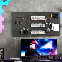 9-Bin Parts Rack Organizer with Tool Holders and Hooks
