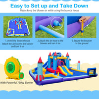 Kids Inflatable Jumping Castle w/2 Slides, Splash Pool, Jumping Area