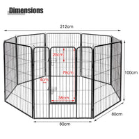 100cm Height Pet Playpen, 8 Panel Indoor Outdoor Exercise Dog Fence