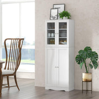 Giantex Tall Buffet Sideboard, Kitchen Pantry Cabinet with Dual Tempered Glass Doors & Shelves