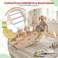 Foldable Montessori Climbing Toys w/Arch Climber, Reversible Ramp, Climbing Rope