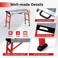 107cm x 53cm 450kg Capacity Heavy-Duty Welding Workbench with Adjustable Height