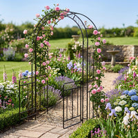 Garden Arch with Metal Arbor Trellis for Climbing Plants