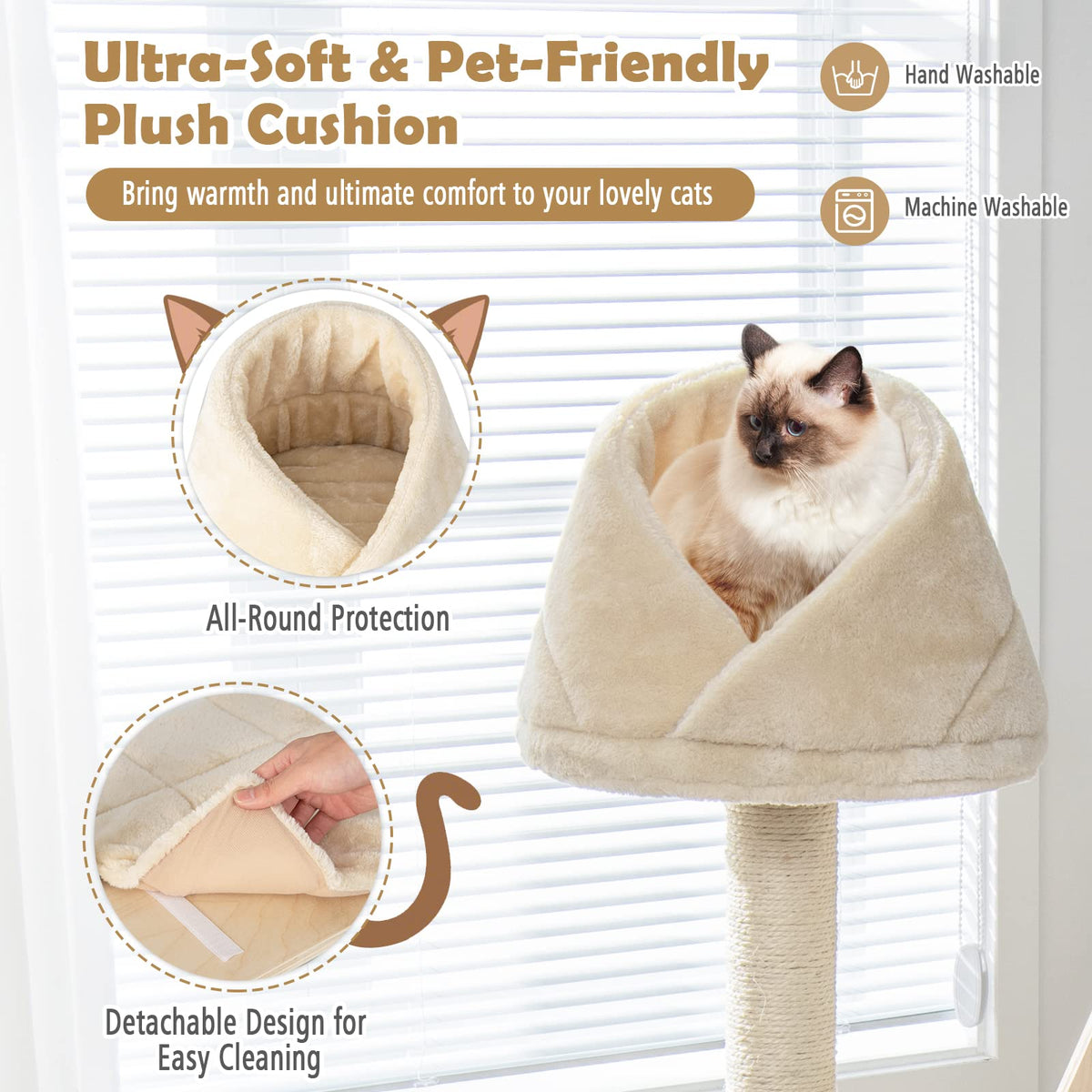 Multi-Level Cat Tree, Cat Tower with Sisal Scratching Post, Ball & Board