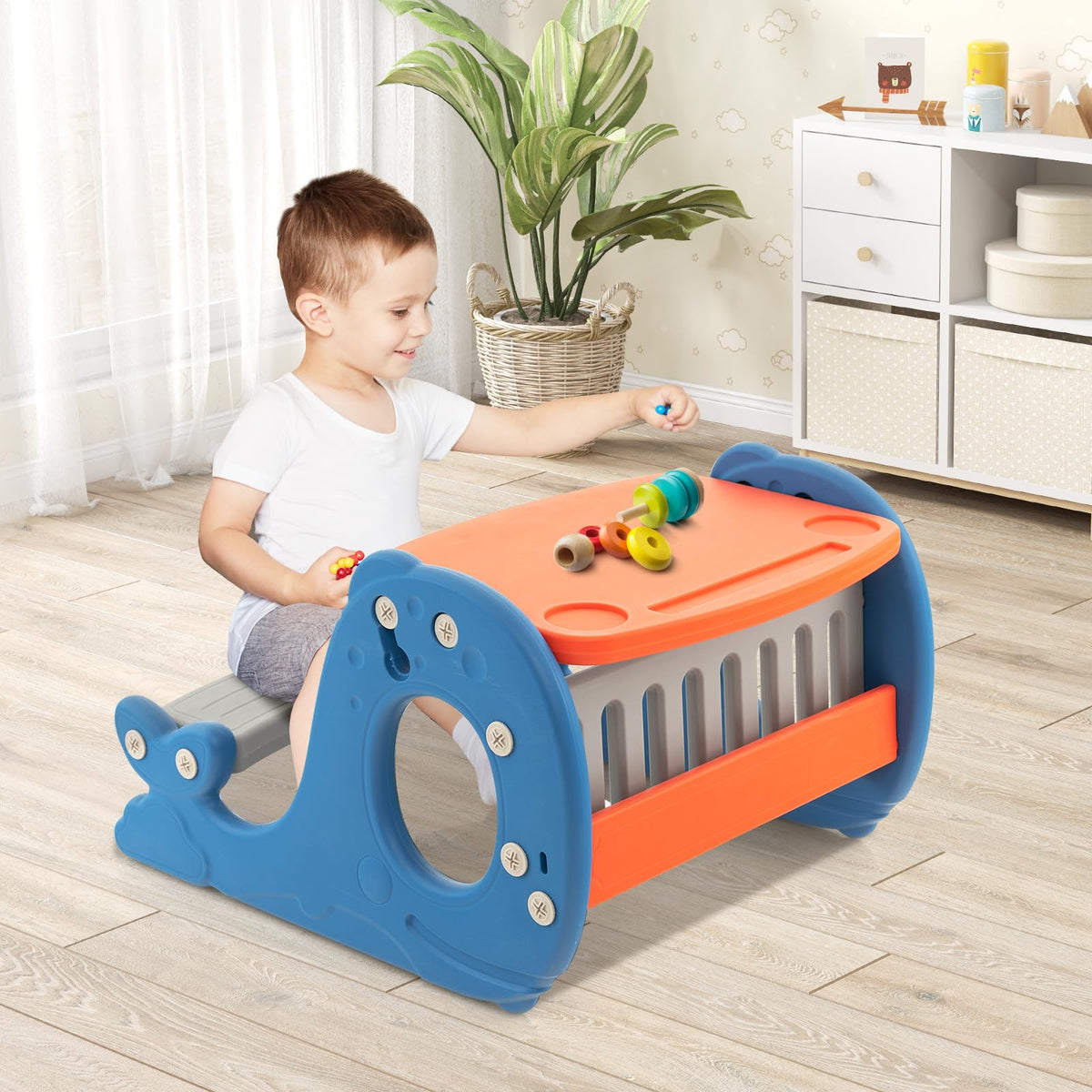Convertible Kids Activity Table Set with Whiteboard for Kids