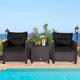 3 Pieces Patio Lounge Set, PE Rattan Wicker Outdoor Sofa Set w/Washable Cushion and Tempered Glass Tabletop