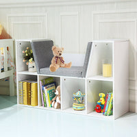 Giantex 6-Cubby Kids Bookcase with Cushioned Reading Nook and Mat