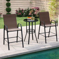 Outdoor Bar Stools Set of 2, 74 cm Fabric Bar Height Stools with Armrests