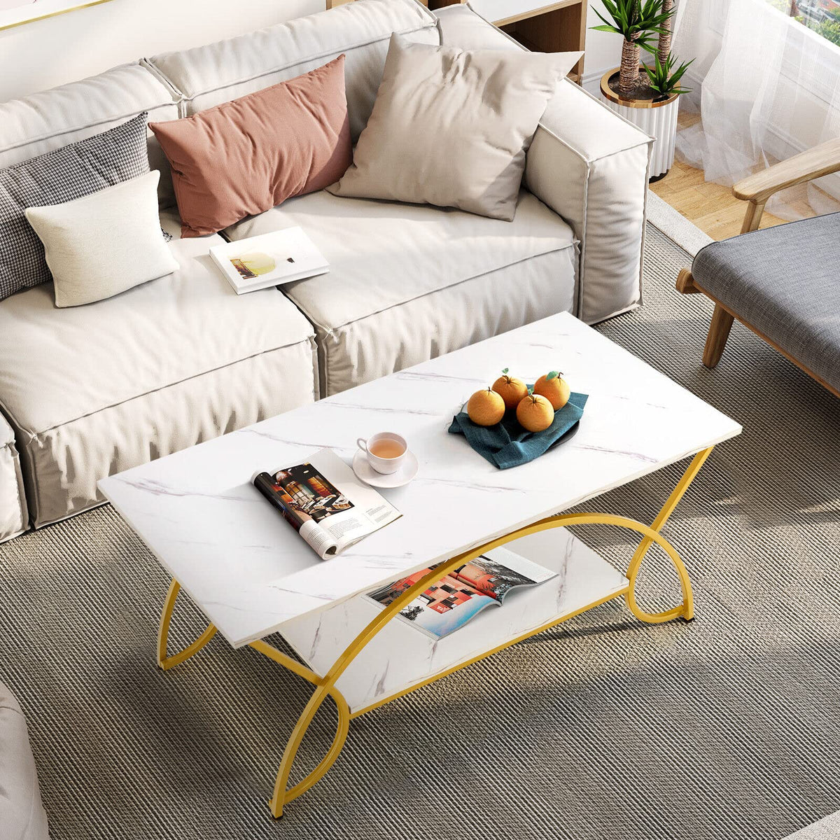 Giantex Faux Marble Coffee Table, Modern Chic Cocktail Table