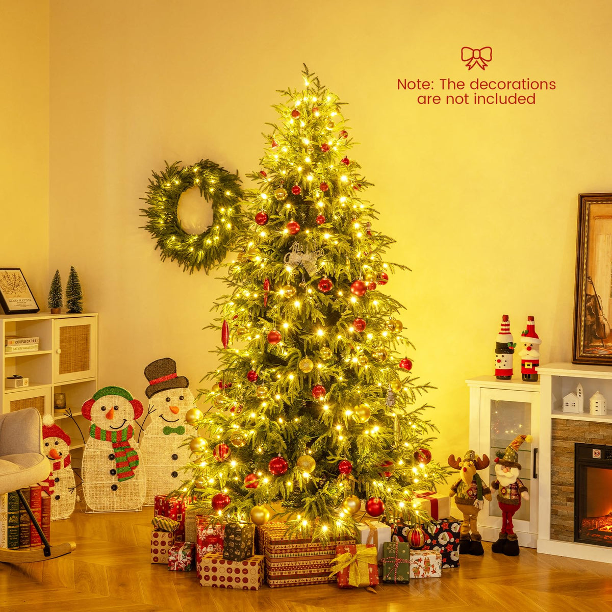 Pre-Lit Artificial Christmas Tree with 1083 Soft TPE and PVC Mixed Branch Tips