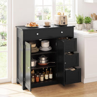 Giantex Bathroom Floor Cabinet, Large Storage Cabinet with 4 Drawers