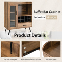 Giantex Wine Cabinet, Buffet Sideboard with Removable Wine Rack, Drawer, Shelves