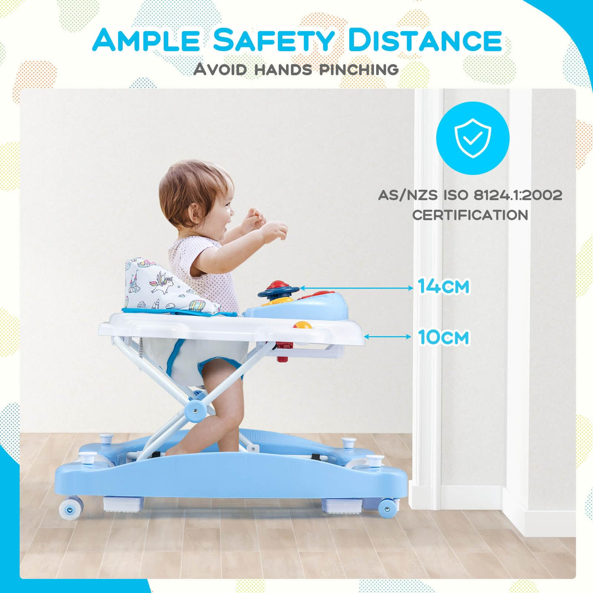 6 in 1 Baby Walker & Activity Center with Adjustable Height and Removable Music Tray