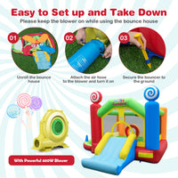 Kids Inflatable Bounce House, Candy Theme Jumping Castle w/Jumping Area with 680W Blower