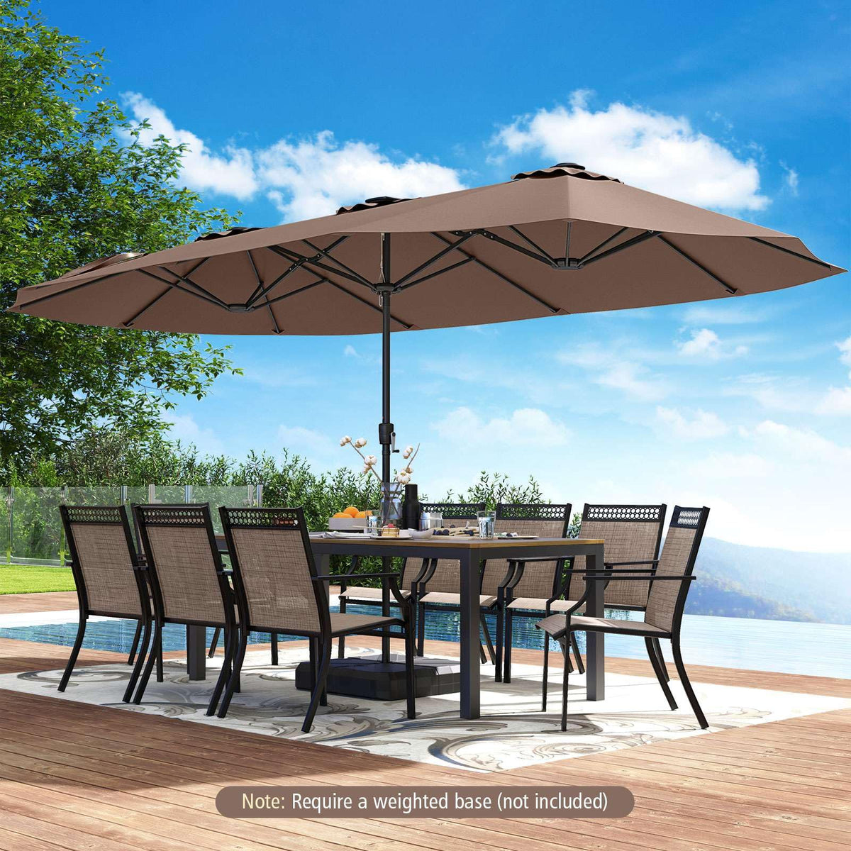 4.7 m Extra-Large Patio Umbrella w/LED Solar Lights