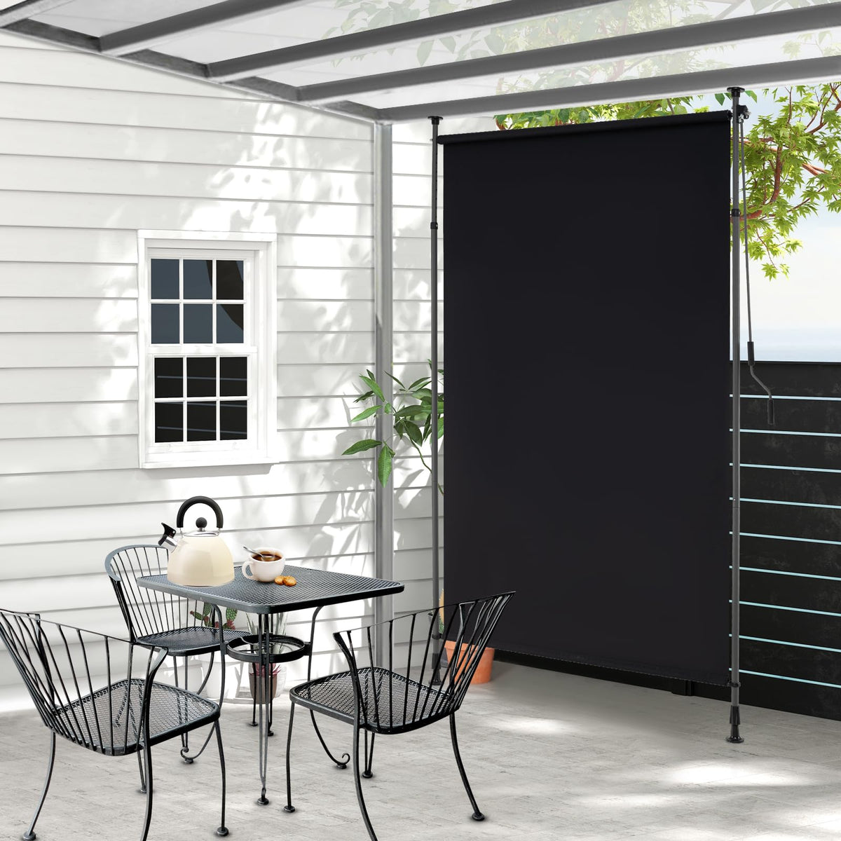 150/200 cm Vertical Retractable Patio Awning with Crank Handle