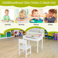 Kids Table and Chairs Set, Activity Desk and Chair for Children w/Paper Roll Holder & 2 Markers