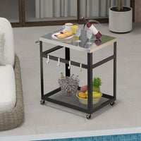 2-Tier Stainless Steel Grill Cart w/Wheels & Handle