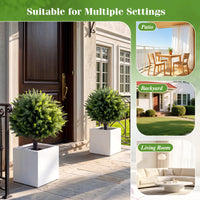 27.5" Artificial Cypress Topiary Trees Set of 2, Faux Topiary Bushes Shrubs